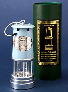 Large Blue and Silver Lifestyle Miners Lamp
