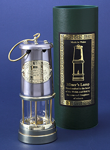 Large Miners Lamp in Steel and Brass