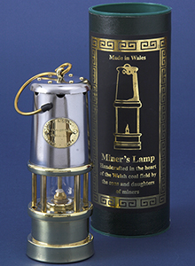 Medium Miners Lamp in Steel and Brass